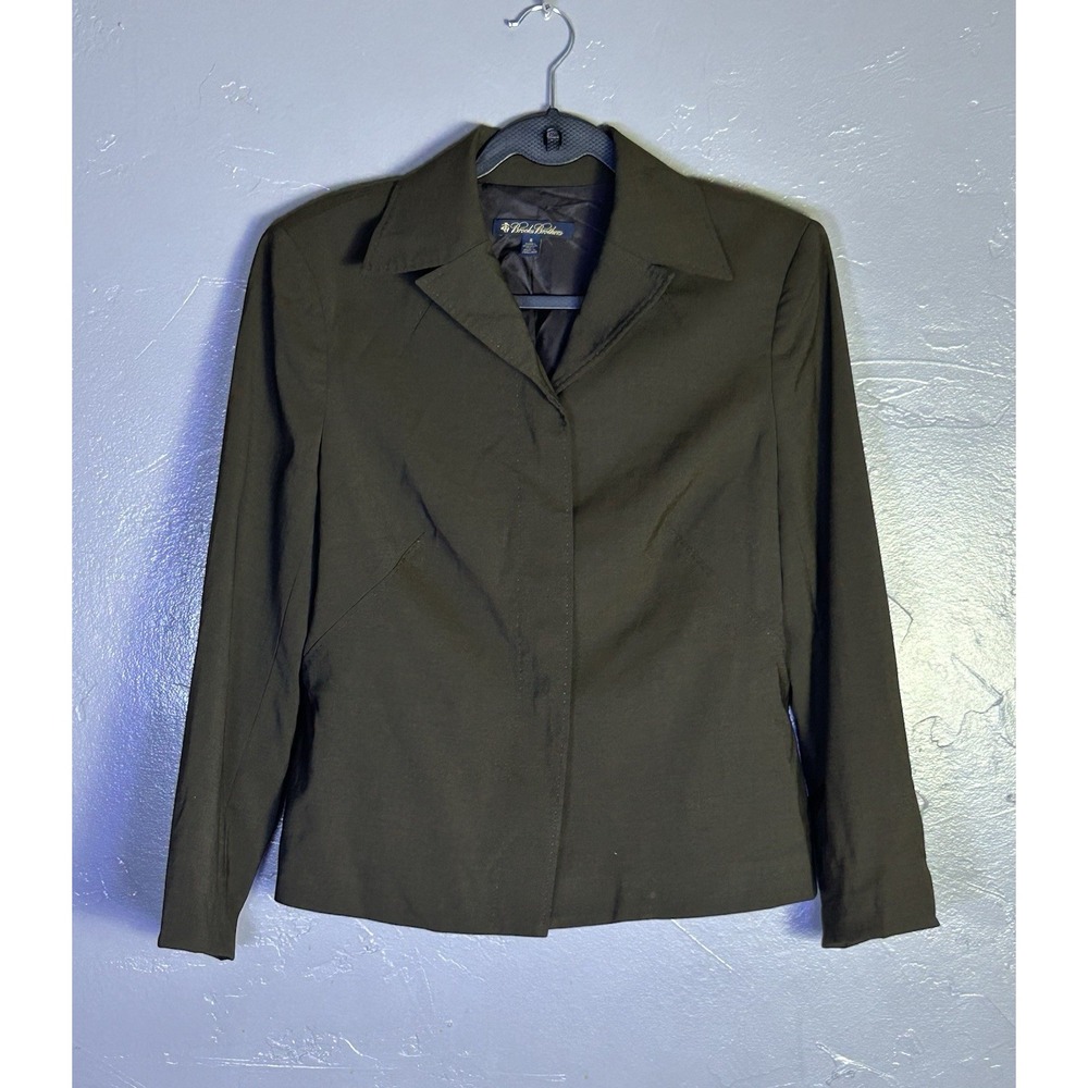 green Brooks Brothers women's blazer Hidden Buttons 8 Loro Piana Wool, Lined